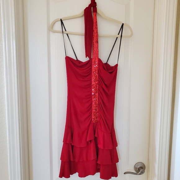 City Triangles - Red Sequins Halter Dress - Picture 2 of 6